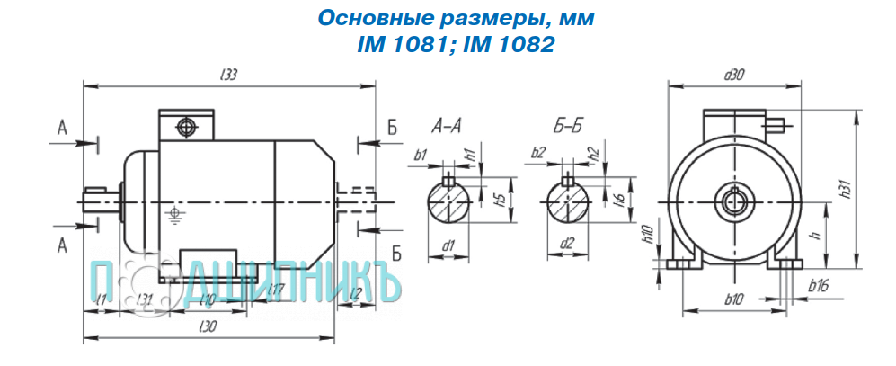 Основные размеры на лапах IM1081