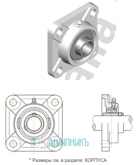 Схема и чертеж UCF PL 210 BSS 2RS NSF H1 от BECO