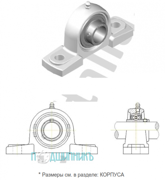 Схема и чертеж UCP PL 201 BSS 2RS NSF H1 от BECO