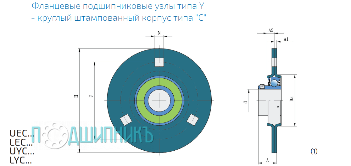 Чертеж и размеры UYC 207 2S от FKL
