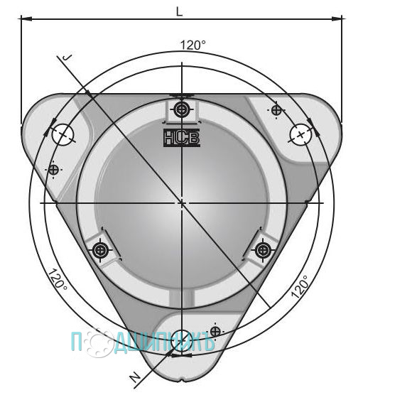 Габаритные размеры FNH511 от HCB - 50 мм