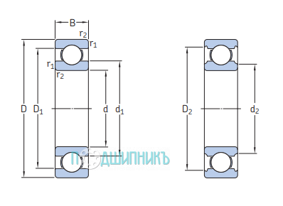 Схема и чертеж W 63804 от SKF