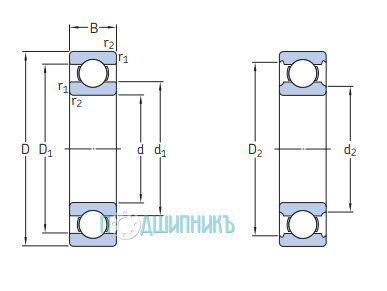 Схема и чертеж W 63805 от SKF