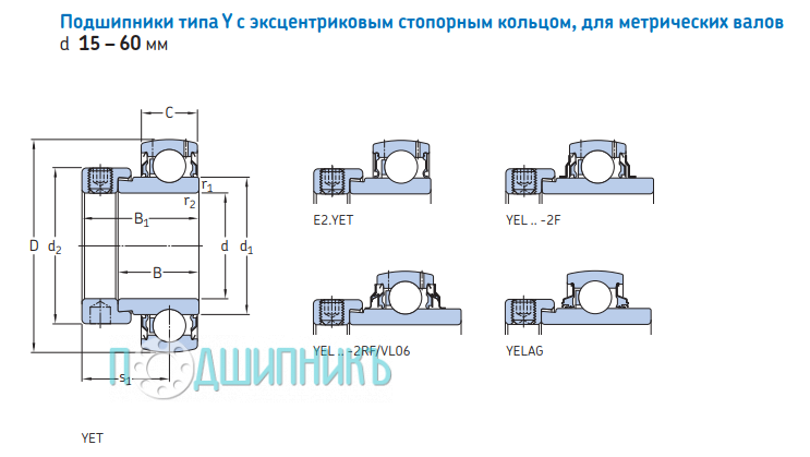 Схема и чертеж YEL 210-2F от SKF