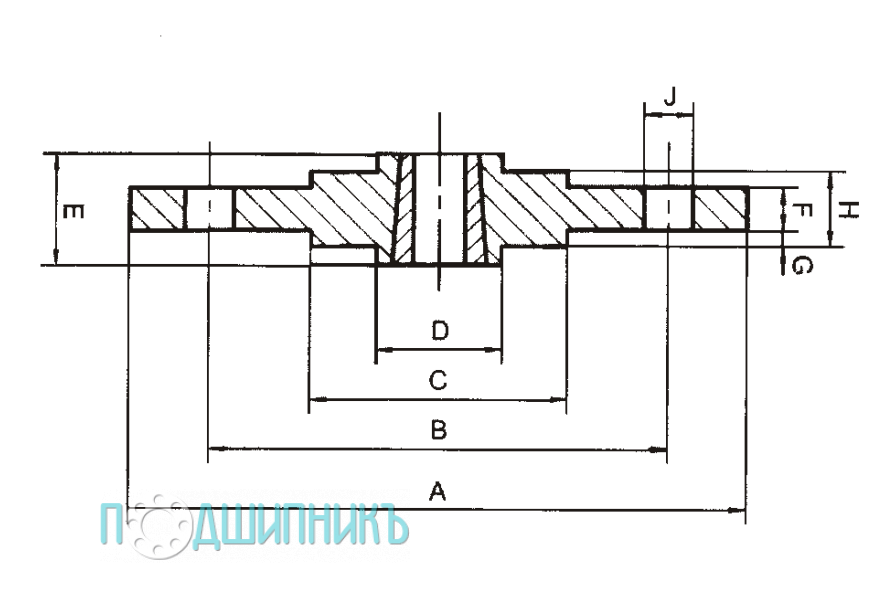Размеры cтупица болтовая SM1210 под втулку (Taper bush)