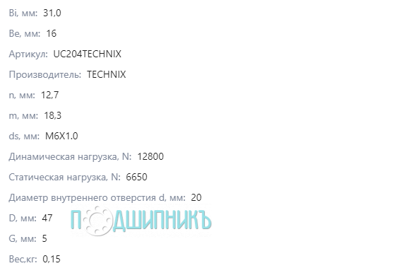 Характеристики UC204 от TECHNIX