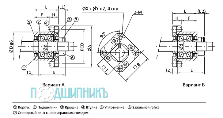 Габаритные размеры опора FK10 от TECHNIX