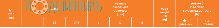 Характеристики подшипника 6052 ZZ