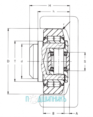 Габаритные размеры подшипник аксиальный 4.080 от Winkel с регулировкой дистанционными шайбами