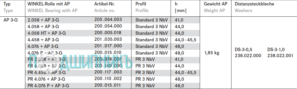 Характеристики подшипник PR 4.458 + AP 3-Q Winkel с квадратным крепёжным фланцем